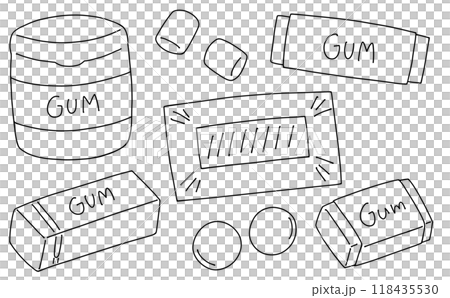 ゆるめシンプルガムセット　線画 118435530