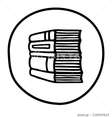 Doodle pile of books icon. Hand drawn book, journal or notebook symbol 118435625