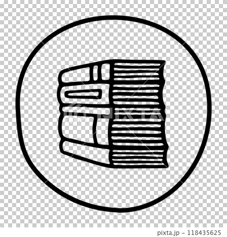 Doodle pile of books icon. Hand drawn book, journal or notebook symbol 118435625