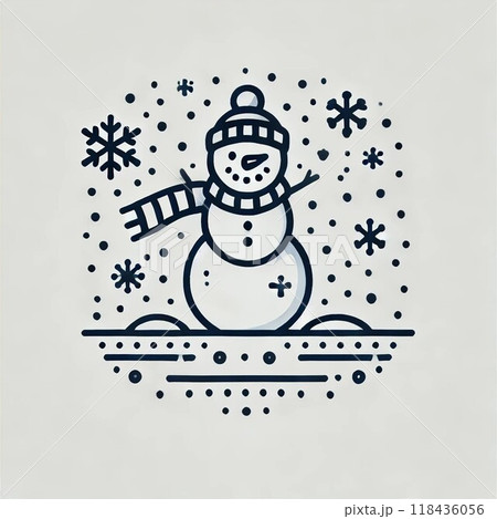 かわいい雪だるまのイラスト かわいい雪だるまのイラスト 118436056