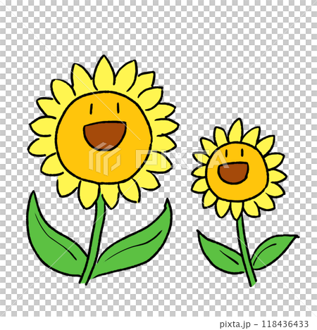 シンプルなひまわりのイラスト カラー シンプルなひまわりのイラスト カラー 118436433