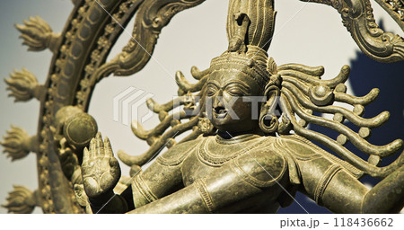 Close-up View on Statue Of Shiva Nataraja: Cosmic Dance Of Shiva. One Of Main Deities In Hinduism, As Divine Cosmic Dancer. His Dance Is Called Tandava. Lord Shiva Here Appears As A Cosmic Dancer 118436662