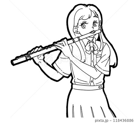 フルートを吹く女の子のイラスト 118436886