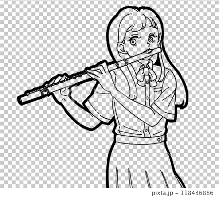最大15%OFFクーポン フルートを吹く女の子のイラストのイラスト素材 [118436886] - PIXTA 絵画