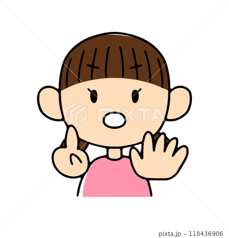 数字を手で表す女の子のイラスト6 数字を手で表す女の子のイラスト6 118436906