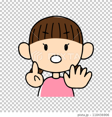 数字を手で表す女の子のイラスト6 数字を手で表す女の子のイラスト6 118436906