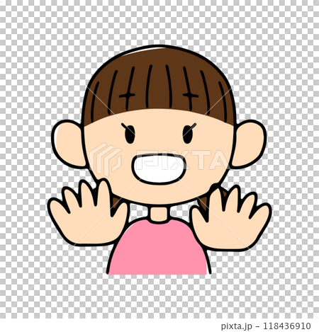 一個女孩用手錶達數字 10 的插圖 118436910