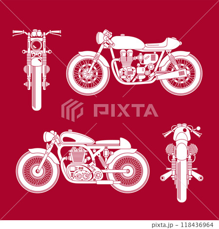 クラシックバイクをシンプルに描いた, クラシックバイクをシンプルに描いた, 118436964