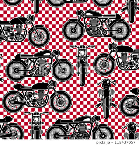 クラシックバイクを使ったシームレスパターン, 118437057