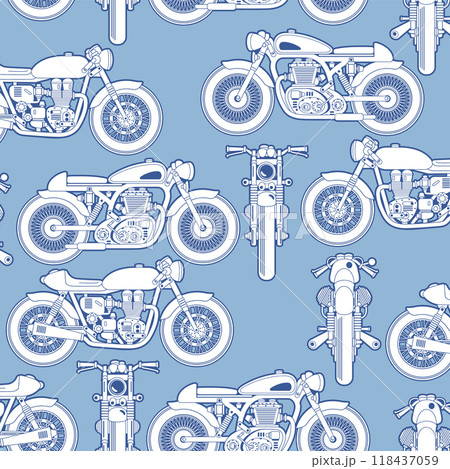 クラシックバイクを使ったシームレスパターン, 118437059