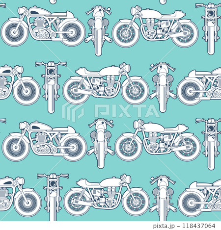 クラシックバイクを使ったシームレスパターン, 118437064
