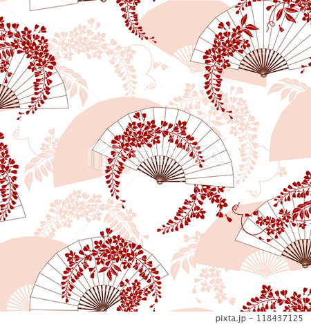 扇子を使った和調の総柄, 118437125
