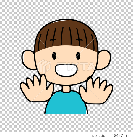 圖1 男孩用手錶達數字 圖1 男孩用手錶達數字 118437153