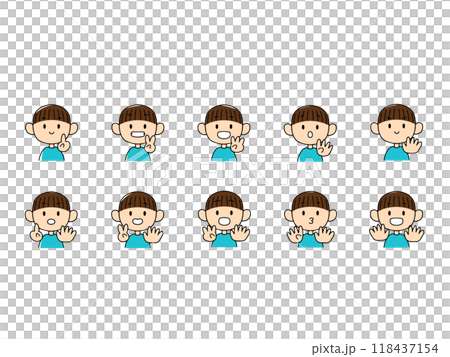 Illustration set of boys expressing numbers with their hands 118437154