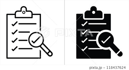 Quality Control editable stroke and solid web icon set.  118437624