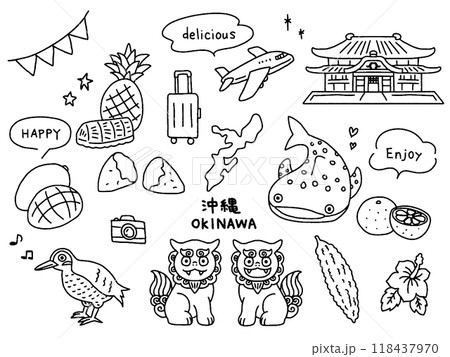 沖縄の手描きイラストセット 118437970