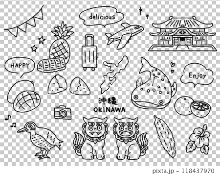Okinawa hand drawn illustration set Okinawa hand drawn illustration set 118437970