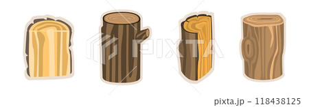 Wood and Lumber Material Sticker and Element Vector Set. 118438125