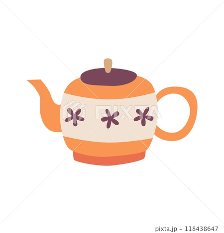 Autumn tea pot cute hand drawn seasonal objects. Vector illustration in flat style Autumn tea pot cute hand drawn seasonal objects. Vector illustration in flat style 118438647
