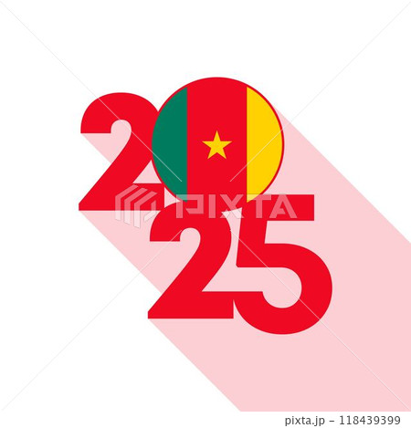 2025 banner with Cameroon flag inside. Vector illustration. 118439399