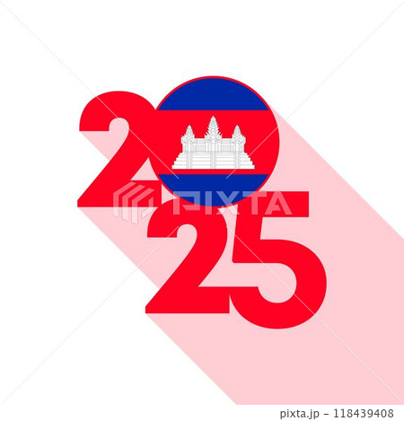 2025 banner with Cambodia flag inside. Vector illustration. 118439408