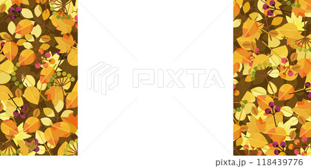 秋 フレーム バナー ( ベクター 落ち葉 木の実 ブラウン コピースペース 1:2 ) 118439776