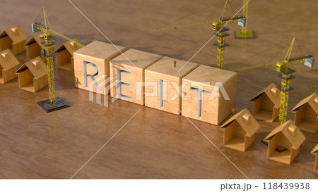 REIT. Concept image of Business Acronym REIT as Real Estate Investment Trust. 3d rendering REIT. Concept image of Business Acronym REIT as Real Estate Investment Trust. 3d rendering 118439938
