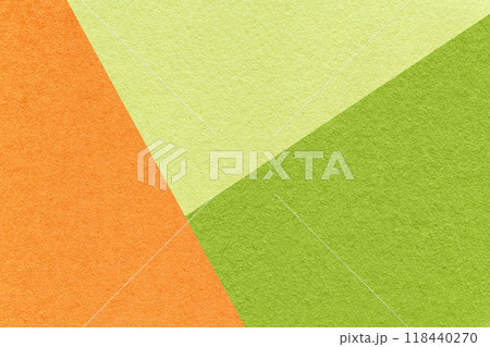 Texture craft orange, green and olive shade paper background, macro. Structure vintage abstract cardboard 118440270