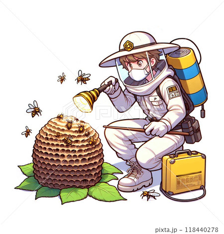スズメバチの巣を駆除する人 スズメバチの巣を駆除する人 118440278