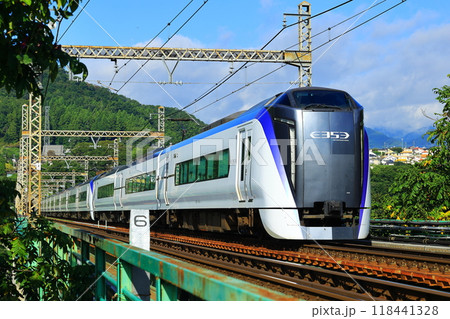 鳥沢橋梁を渡る特急列車 118441328
