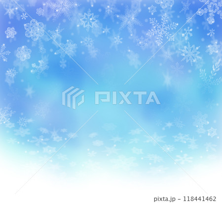 雪の結晶と光輝く背景 118441462