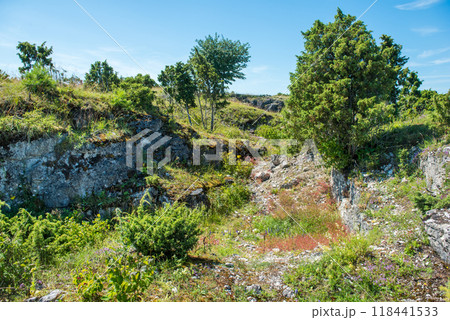 Uugu bluff or cliff on the Muhu Island in Estonia, located by the and near the island of Saaremaa 118441533