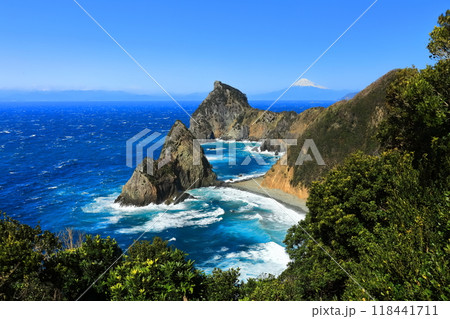 【静岡県】快晴の千貫門と富士山 【静岡県】快晴の千貫門と富士山 118441711