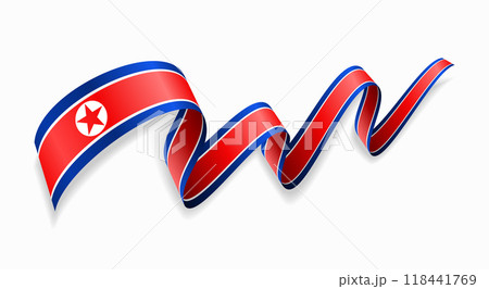North Korean flag wavy abstract background. Vector illustration. 118441769