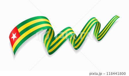 Togolese flag wavy abstract background. Vector illustration. 118441800