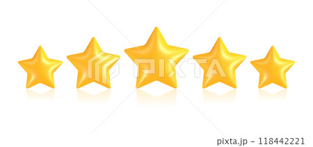 Five yellow stars arranged in a row. Vector illustration 118442221