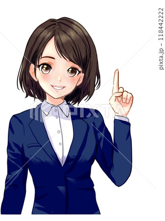 上を指差す女性 上を指差す女性 118442222