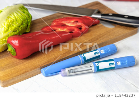 Original Danish Ozempic Insulin injection pen for diabetics and vegetables. Original Danish Ozempic Insulin injection pen for diabetics and vegetables. 118442237