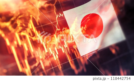 日本株式市場の暴落を表すチャート 118442754