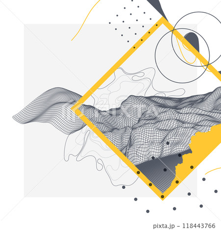 Abstract art wireframe background. Modern science or technology art elements. Surface illustration. Hand made vector. Abstract art wireframe background. Modern science or technology art elements. Surface illustration. Hand made vector. 118443766