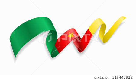 Cameroon flag wavy abstract background. Vector illustration. 118443923