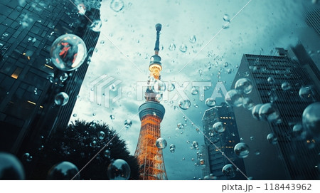 金融バブルに覆われた東京タワー 118443962