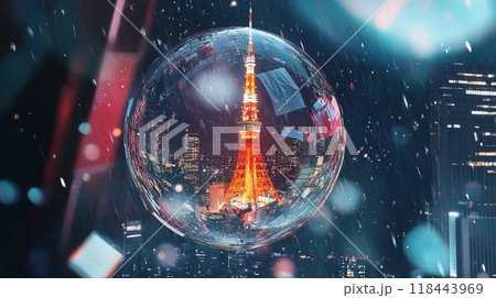 金融バブルに覆われた東京タワー 金融バブルに覆われた東京タワー 118443969