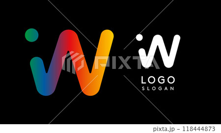 Minimalist geometric letter W, bold rounded icon style, futuristic cyber logotype for digital tech branding, EDM event, modern science and sci-fi technology identity. Vector illustration 118444873