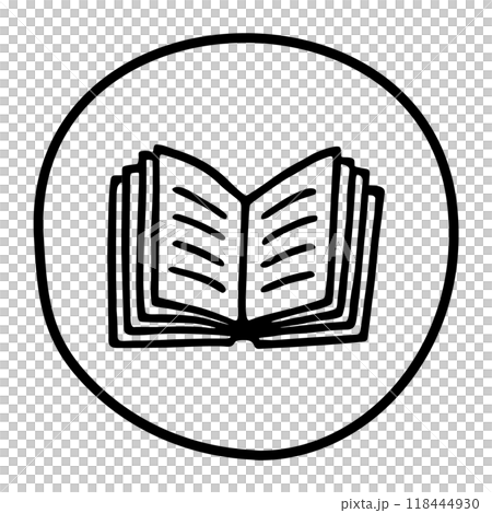 Doodle book icon handdrawn with ink pen. Knowledge and education symbol Doodle book icon handdrawn with ink pen. Knowledge and education symbol 118444930