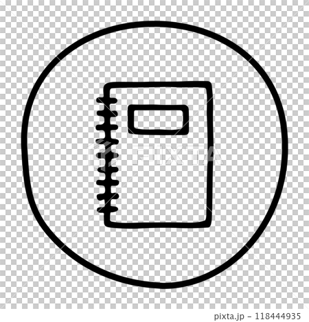 Doodle book or notebook icon, handdrawn with pen 118444935