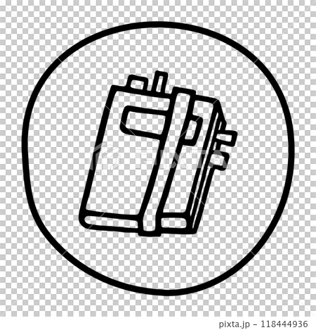 Doodle book or notebook icon with bookmark, handdrawn with pen Doodle book or notebook icon with bookmark, handdrawn with pen 118444936