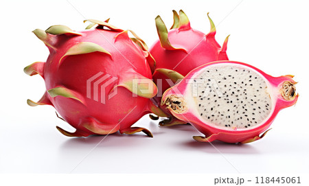 dragon fresh  ripe dragon fruits , splash water , white background , Generate Ai 118445061