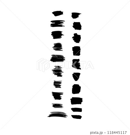 Paint brush strokes elements, freehand artistic water color abstract shape dirty grunge style stroke smear inked lines set design for drawing and background in a vector illustration 118445117
