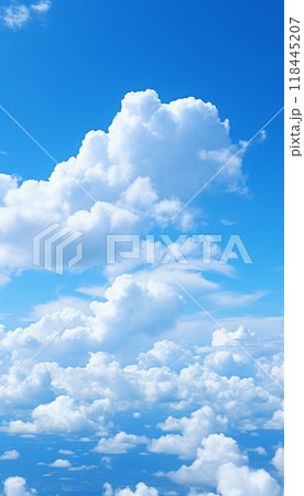 Blue sky and white clouds..blue back ground.Freshness of the new day. Bright blue background. Relaxing feeling like being in the sky , Generate AI Blue sky and white clouds..blue back ground.Freshness of the new day. Bright blue background. Relaxing feeling like being in the sky , Generate AI 118445207